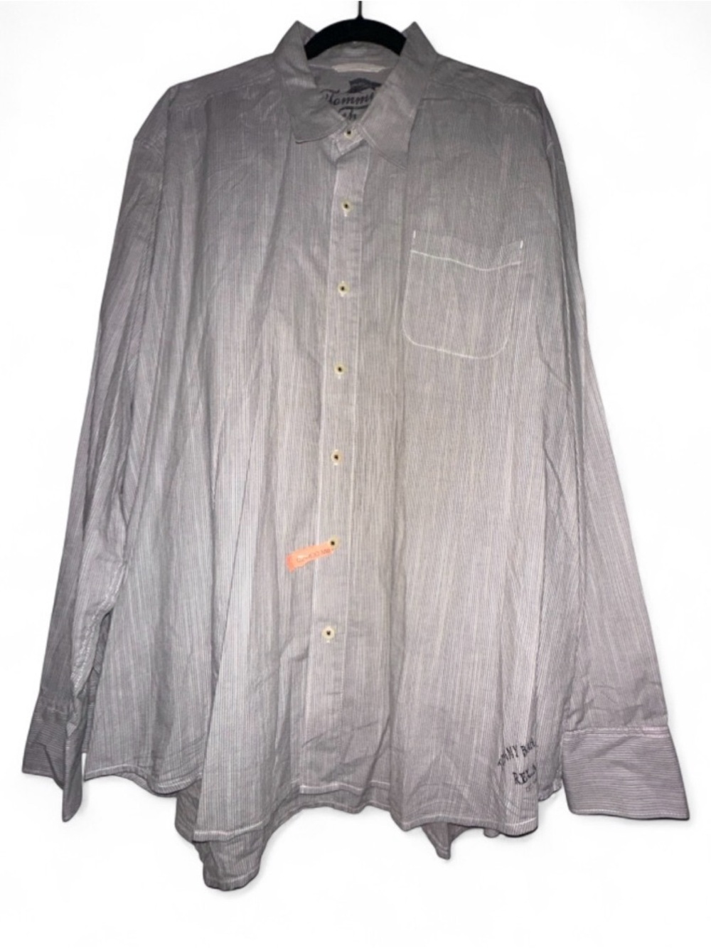 Tommy Bahama Light Gray Striped Casual Button-Down Shirt